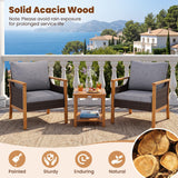 Tangkula 3 Pieces PE Wicker Patio Bistro Set