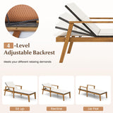 Tangkula Outdoor Chaise Lounge Chair, Rattan Patio Chaise with Armrests & 4-Level Backrest