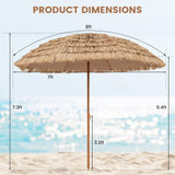 Tangkula 8Ft Tiki Patio Umbrella, Hawaiian Style Outdoor PE Grass Umbrella with Tilt Adjustment