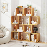 Tangkula Bamboo Geometric Bookshelf