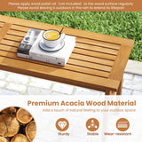 Tangkula 6 Pieces Patio Acacia Wood Dining Set Outdoor Rectangular Table with 1.97” Umbrella Hole