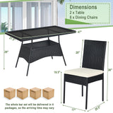 Tangkula 10 Pieces Wicker Patio Dining Set, Outdoor Rattan Table & Chairs Set with Padded Cushions