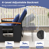 Tangkula Patio Rattan Daybed with 4-Level Adjustable Backrest