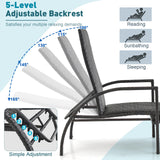 Tangkula Patio Chaise Lounge, Outdoor Rattan Lounge Chair with Retractable Ottoman
