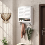 Tangkula Wall Mounted Bathroom Cabinet with Open Shelf & Bar