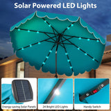 Tangkula 10FT Solar LED Patio Umbrella 2-Tiers Scalloped Outdoor Table Market Umbrella