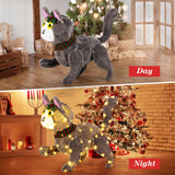 Tangkula 23 Inches Christmas Decoration, Pre-lit 88 LED Light Up 3D Cute Cat with Warm White Light and Plug