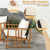 Tangkula 4 Pieces Patio Sofa Set, Outdoor Mix Brown Rattan Conversation Set with Acacia Wood Frame