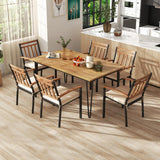 Tangkula 63-Inch Outdoor Dining Table, Patio Dining Table for 6 People w/Acacia Wood Tabletop & Metal Legs