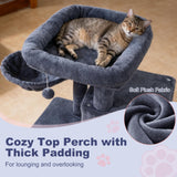 Tangkula 33.5 Inch Cute Cat Tower with 2-Tier Large Condo