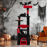 Gothic Cat Tree with Plush Perch and Spider Dangling Toy