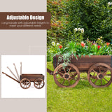 Tangkula Wooden Wagon Planter Box for Patio