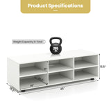 Tangkula White TV Stand for TV up to 55 Inch, TV Console Table with 6 Cubbies, 5 Positions Adjustable Shelves