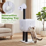 Tangkula 43 Inch Sheep-Shaped Cute Cat Tower with 2-Cave Large Wicker Condo