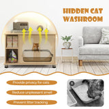 Tangkula Cat Litter Box Enclosure, Hidden Cat Washroom with Storage Shelf, Sisal Scratching Doors