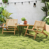 Tangkula Outdoor Teak Wood Natural Mid Century Accent Armchair