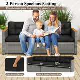 Tangkula 3 Seat Patio Couch Sofa with Thick Cushion for Porch