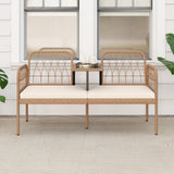 Tangkula Outdoor Loveseat with Built-in Coffee Table