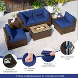 Tangkula 4 Pieces Patio Furniture Set with 32” Fire Pit Table and Propane Tank Cover