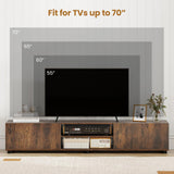 Tangkula Modern TV Stand 63”L Minimalist Entertainment Center w/ 2 Doors & Open Shelves