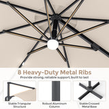 Tangkula 10ft Patio Umbrella 35 LED Lights Aluminum Pole 360 Degree Rotation