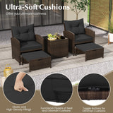 Tangkula Outdoor Chaise Lounge, Patio Wicker Lounge Chair w/ 4-Level Backrest, Heavy-Duty Metal Frame