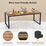 Tangkula Outdoor Dining Table for 8, 79 Inches Acacia Wood Patio Table with 1.9 Inches Umbrella Hole
