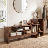 Tangkula Cube TV Stand for 55 Inch TV with Power Outlets & Open Storage Shelves