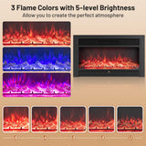 Tangkula Electric Fireplace Insert with Remote Control Adjustable Flame Colors and Brightness
