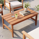 Tangkula 35.5" Solid Hardwood Rectangular Outdoor Coffee Table