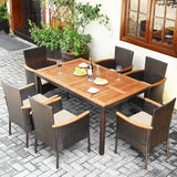 Tangkula Outdoor Patio Wicker Chairs Set of 6 for Poolside