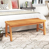 Tangkula Teak Wood Outdoor Backless Bench with Contoured Slatted Seat