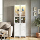 Tangkula Tall Narrow Freestanding Bathroom Storage Cabinet with Lights and Remote (1/2)