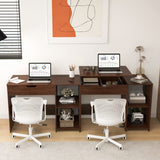 Tangkula Lift Top Computer Desk, Small Standing Laptop Desk with 2 Hidden Compartments & 2 Open Storage Shelves