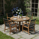 Tangkula Acacia Wood Patio Dining Chairs Set