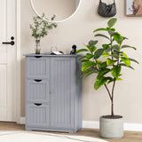 Tangkula Bathroom Floor Cabinet, Freestanding Side Storage Cabinet w/ 3 Drawers & 1 Cupboard