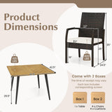 Tangkula 5 Pieces Patio PE Wicker Dining Set, Outdoor Dining Table and Chairs with Cushions