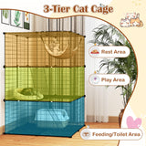 Tangkula Indoor Cat Cage 3-Tier Cat Enclosure Detachable Metal Wire Kennel