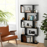 Tangkula 5-Tier Geometric Bookshelf S Shaped Bookcase w/Anti-Toppling Device