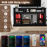 Tangkula 58” Farmhouse TV Stand with LED Lights and Remote Control