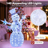 Tangkula 5 FT Christmas Lighted Snowman with Stars