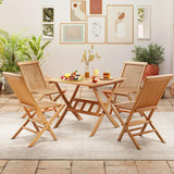 Tangkula 36" Patio Dining Table Folding Acacia Wood