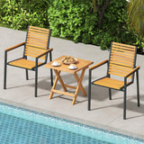 Tangkula Outdoor Folding Side Table with X-Shaped Legs & Slatted Tabletop