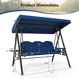 Tangkula 3 Person Porch Swing Outdoor Swing with Adjustable Canopy