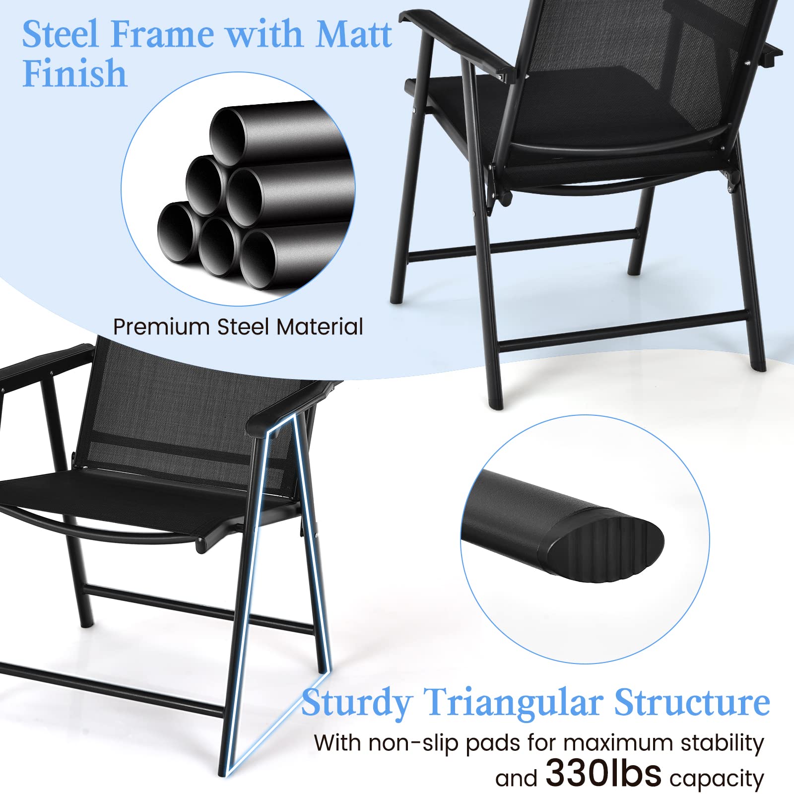 Set of 2 Patio Folding Chairs - Tangkula