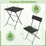 Tangkula 3-Piece Folding Bistro Set for Backyard