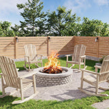 Tangkula Adirondack Rocking Chair with Slatted Seat and High Fanned Back