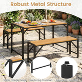 Tangkula 3 Pieces Patio Table and Chairs Set with 2" Umbrella Hole