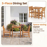 Tangkula 3-Piece Acacia Wood Outdoor Dining Set with 2 Chairs
