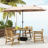 Tangkula 4-Person Outdoor Dining Table, 42.5” Acacia Wood Patio Table with 1.9” Umbrella Hole